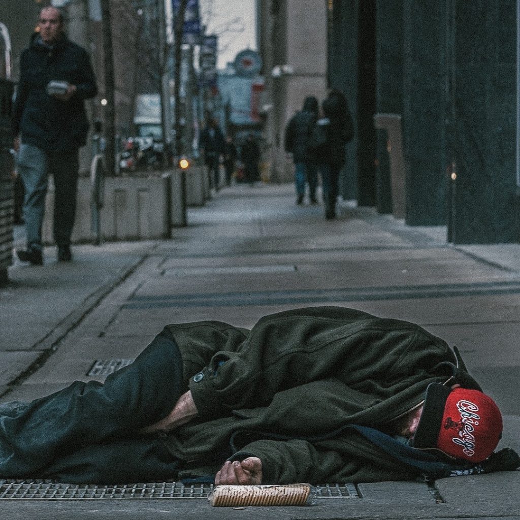 homeless man sleeping